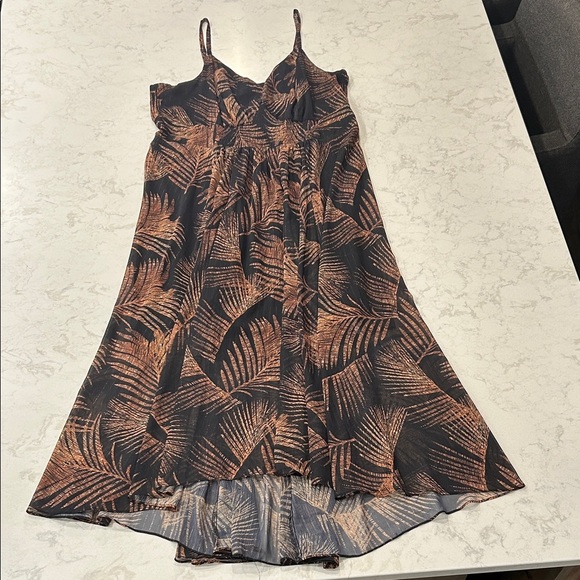 City Chic Elegant Black and Brown Leaf Print Maxi Dress XL - Picture 6 of 15